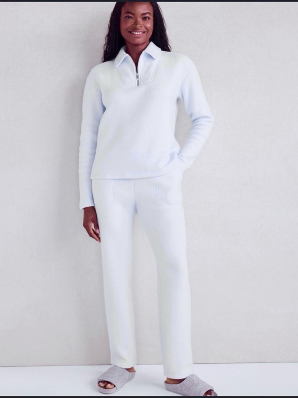 NWOT Haven Well Within Women's Ice Blue Comfort Fleece Straight Leg Pants